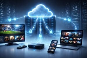 Professional IPTV subscription pro infrastructure delivering stable streaming to multiple devices