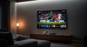 Premium streaming devices including Nvidia Shield and Firestick 4K Max in a modern living room.